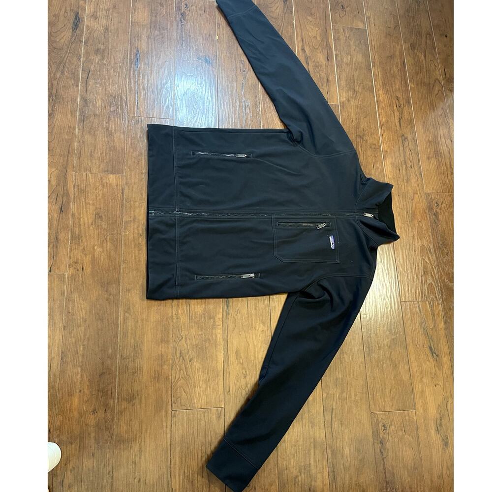 Patagonia Sidesend Jacket Mens Medium Black Softshell Water Repellent Full Zip - Picture 7 of 15